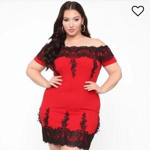 Fashion Nova Lace Story Dress Red